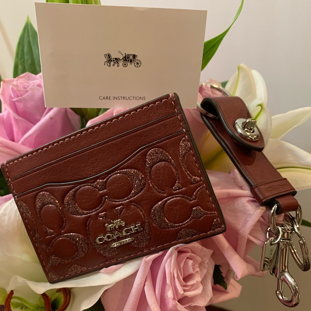 Coach keychain and card holder set
